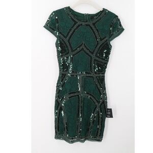 Lulus Womens Emerald Green Mini Dress Beaded Sequin Size XS NWT